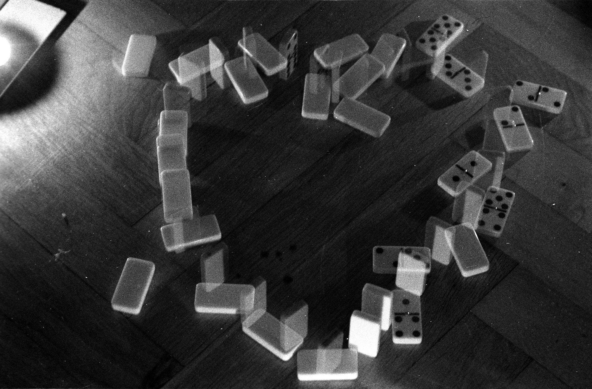 double exposure photograph domino heart